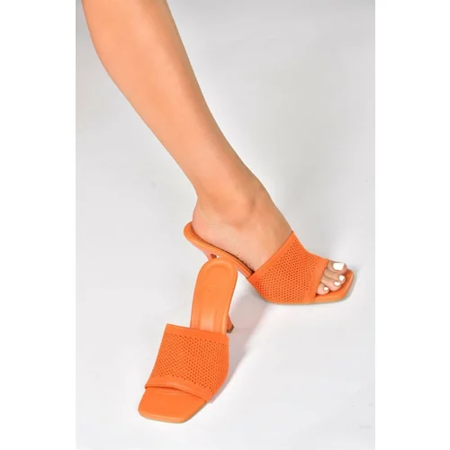 Fox Shoes Women's Orange Tricot Fabric Heeled Slippers