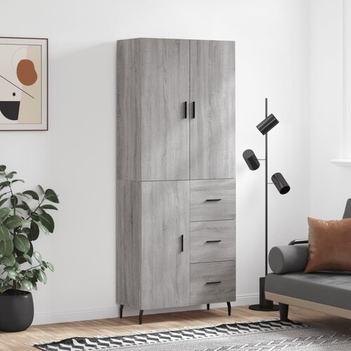 vidaXL Visoka komoda siva sonoma 69,5x34x180 cm inženirski les Cene