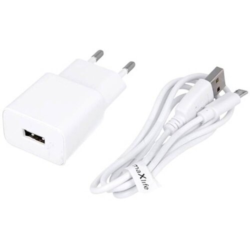 Maxlife adapter in kabel hitri MicroUSB - USB 2.1a, bel OEM001541 Cene