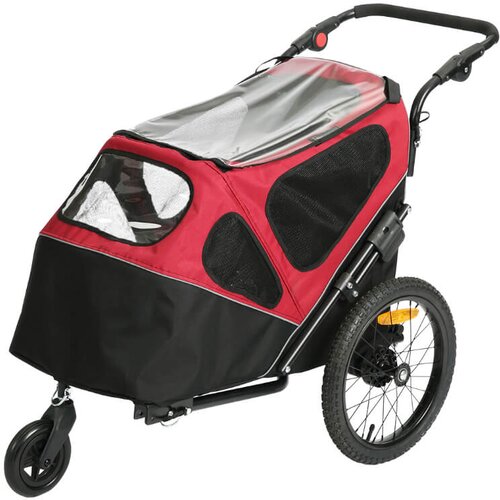 Duvo prikolica in voziček za pse do 30 kg, črno rdeča - 123 x 62 x 96 cm Slike