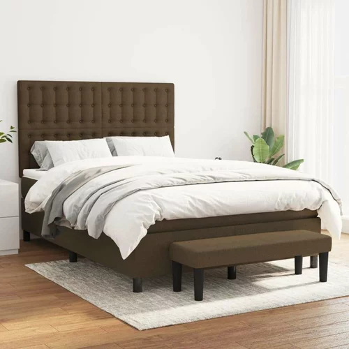  Box spring postelja z vzmetnico temno rjav 140x190 cm blago, (20895436)