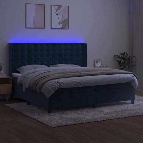  Box spring s madracem LED tamnoplavi 200x200 cm bar&amp;scaron;un Slike