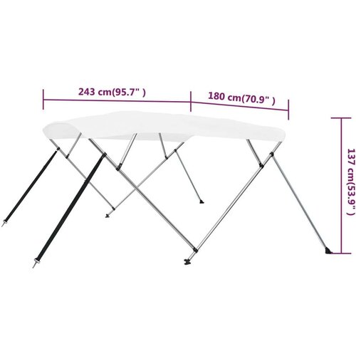 VidaXL tenda bimini s 4 luka bijela 243 x 180 x 137 cm Slike