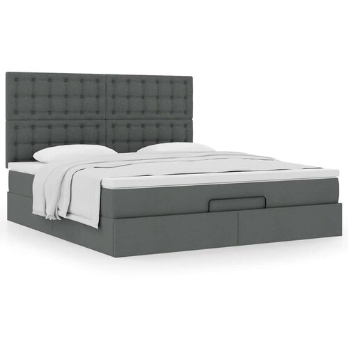 vidaXL Otomanski posteljni okvir z vzmetnico siv 160x200 cm blago Cene