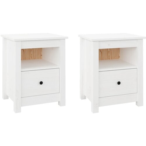 Maison Chic Dvo delni komplet Nočne omarice - Nočne mize bela 40x35x49 cm trdna borovina, (21690522) Cene