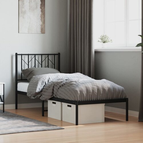vidaXL Metalni okvir za krevet s uzglavljem crni 75x190 cm Cene