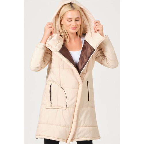 Dewberry Z6652 LADIES COAT-LIGHT BEIGE Slike