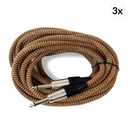 FrontStage 3 x 6,35 mm-jack kabel, 6m, mono, tekstil, črno-zlata barva
