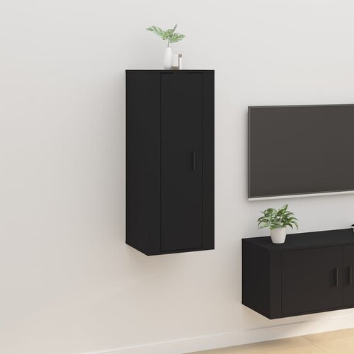 The Living Store Stenska TV omarica črna 40x34,5x100 cm - Stenska TV Omarica, (21375297) Slike