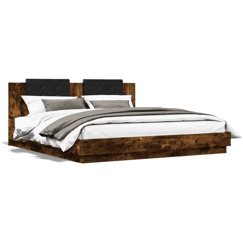 vidaXL Okvir za krevet s uzglavljem boja hrasta 180x200 cm drveni