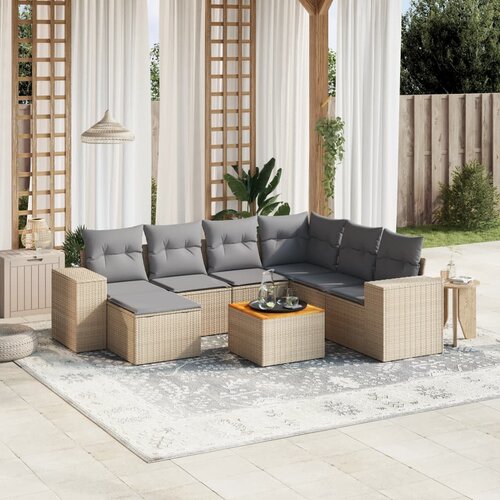 vidaXL 8-dijelni set vrtnih sofa od poliratana s jastucima bež Cijene