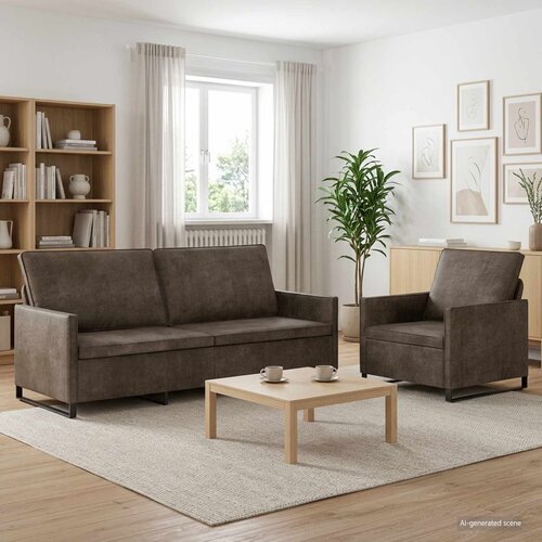 vidaXL Set sofe 2 pcs Tamnosiva Umjetni sued Cijene