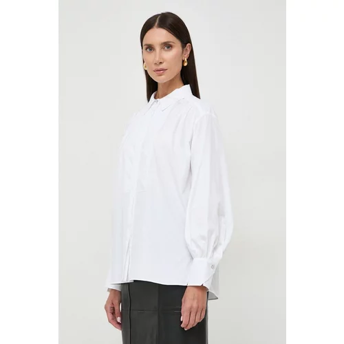 Boss Pamučna košulja za žene, boja: bijela, regular, s klasičnim ovratnikom
