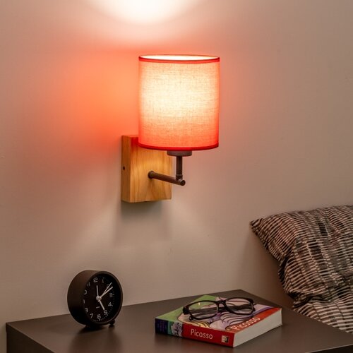  Brilagi - Zidna lampa NUBILA WOOD 1xE27/25W/230V hrast/crvena Slike