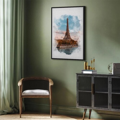  Slika - Paris View (1 Part) Vertical 80x120 U crnom drvenom okviru Slike