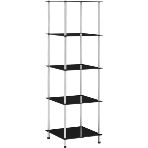 VidaXL Polica 5-nadstropna črna 40x40x130 cm kaljeno steklo Slike