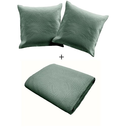 Douceur d int&amp;eacute;rieur Zelen komplet pregrinjala in prevleke za vzglavnik iz mikrovlaken 220x240 cm Romane &amp;ndash; Slike