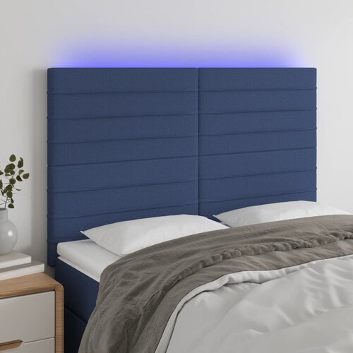 The Living Store led posteljno vzglavje modro 144x5x118/128 cm blago - led vzglavje, (21418884) Slike