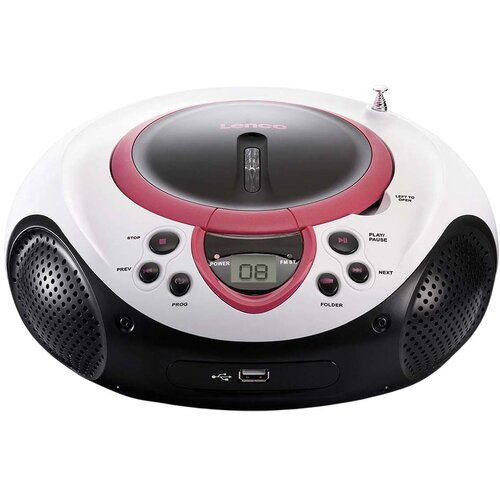 Oem Lenco, FM/CD/USB radijski sprejemnik, model SCD-386, prenosni z zaslonom LCD, Roza, (5000250449) Cene