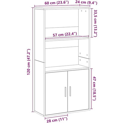 VidaXL Regal za knjige boja starog drva 60x24x120 cm konstruirano drvo Slike