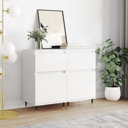 VidaXL Komoda 2 kosa visok sijaj bela 40x35x70 cm inženirski les Slike