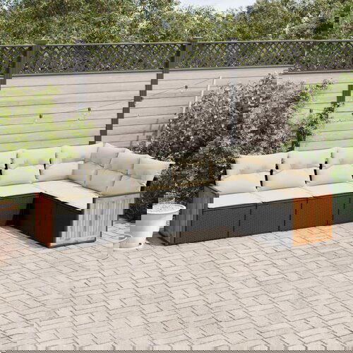 vidaXL Vrtna sedežna garnitura 7-delna z blazinami črn poli ratan Cene