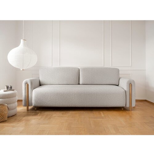ELTAP Sivo-bež sklopiva/s prostorom za odlaganje sofa od boucl&amp;eacute; tkanine 244 cm Arcadova &amp;ndash; Slike