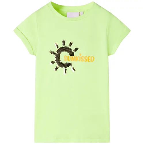 vidaXL Otroška majica neon rumena 128
