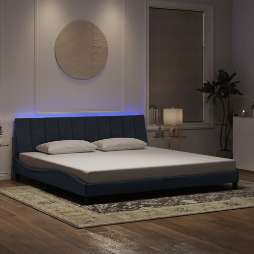  Okvir kreveta s LED-om bez madraca Hanko tamnosivi 200 x 200 cm baršunasti Cene