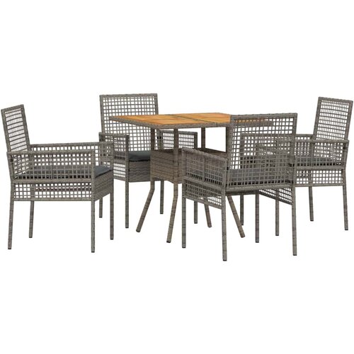  Vrtni set za objed 5 kom. Siva poliratan 80 x 80 x 75 cm Slike