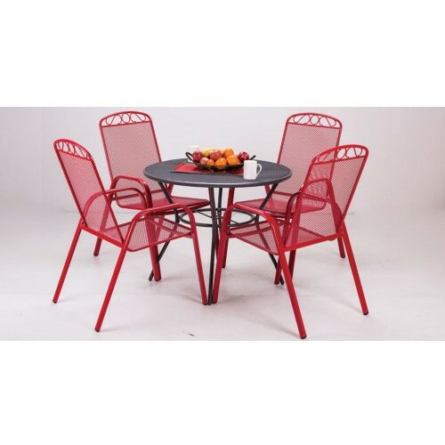 baštenska garnitura Sunshine crvena 4 stolice i sto Slike
