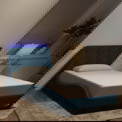 vidaXL Okvir kreveta s LED svjetlima plavi 90 x 190 cm baršunasti Cene