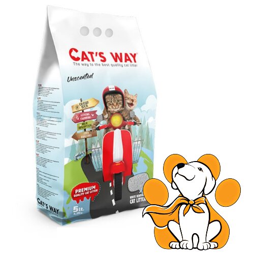 CATS WAY white 5l, grudvajući posip od belog bentonita bez mirisa Cene
