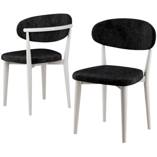 Hanah home set trpezarijskih stolica Onex 6 kom, crna bukle tkanina, bele drvene noge Cene
