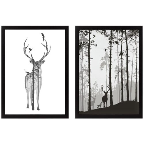 Wallity Plakati v kompletu 2 ks z okvirjem 34x44 cm Deer &amp;ndash; Wallity Slike