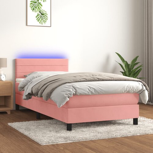 The Living Store Box spring postelja z vzmetnico LED roza 90x200 cm žamet - Box Spring Postelja, (21489310) Slike