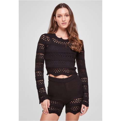 UC Ladies Ladies Cropped Crochet Knit Sweater black Slike