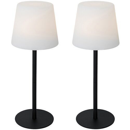 QAZQA Set van 2 tafellampen zwart oplaadbaar 40 cm IP54 - Jude Cene