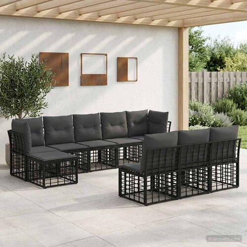  Set vanjskih sofa Crna i tamno siva Poliester Slike