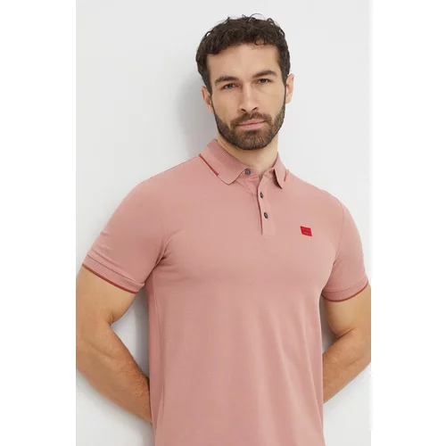 Hugo Pamučna polo majica boja: ružičasta, bez uzorka