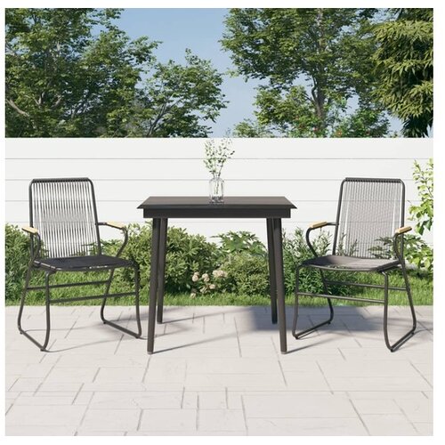  3-dijelni vrtni blagovaonski set od PVC ratana crni Cene