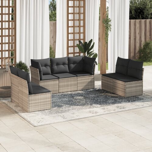 vidaXL 7-dijelni set vrtnih sofa svjetlosivi od poliratana Cijene