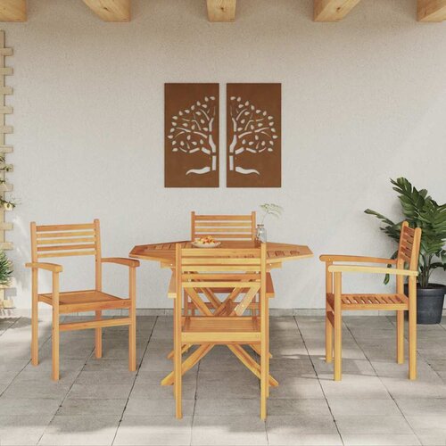  Stolica 4 pcs Smeđa 56 x 55 x 90.5 cm Čvrsto teak drvo Slike