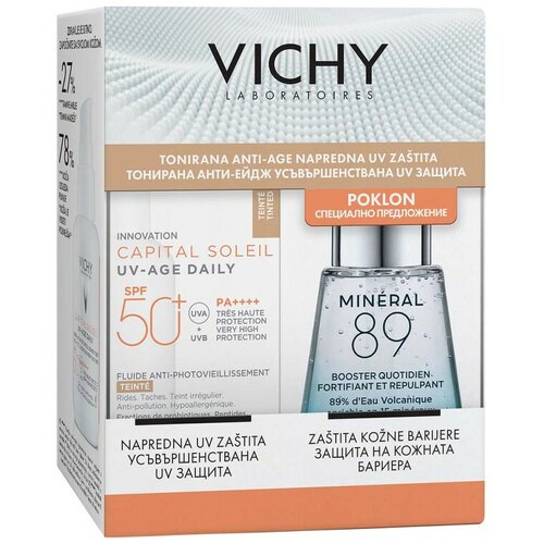 Vichy capital soleil uv-age daily tonirani fluid spf 50+, 40 ml + mineral 89 booster, 30 ml gratis Cene