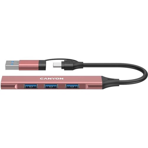 Canyon Hub DS-02 4in1 USB-A/C, Roze Cene