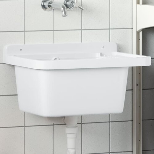  The Living Store Stenski umivalnik bel 50x35x24 cm smola - Umivalnik, (21499715) Cene