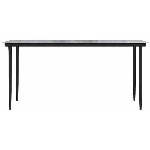  5-dijelni vrtni blagovaonski set od PVC ratana crni Crna Dužina stola 160 cm Slike