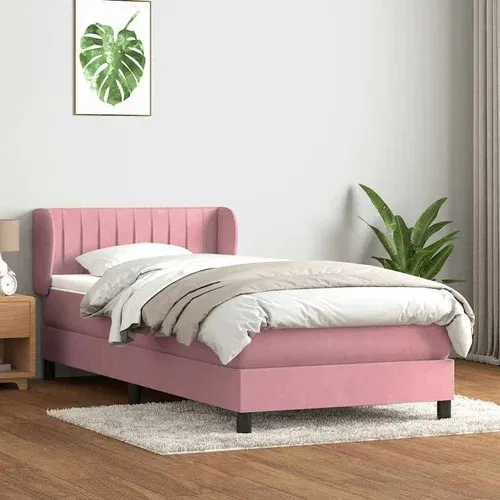 Box spring krevet s madracem ružičasti 80 x 220 cm baršunasti Box spring krevet s madracem ružičasti 80 x 220 cm baršunasti