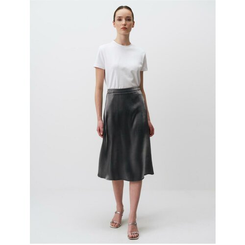 Jimmy Key Silver Normal Waist Shiny Midi Satin Skirt Slike