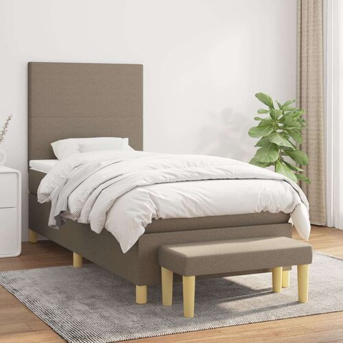  Box spring postelja z vzmetnico taupe 100x200 cm blago Slike